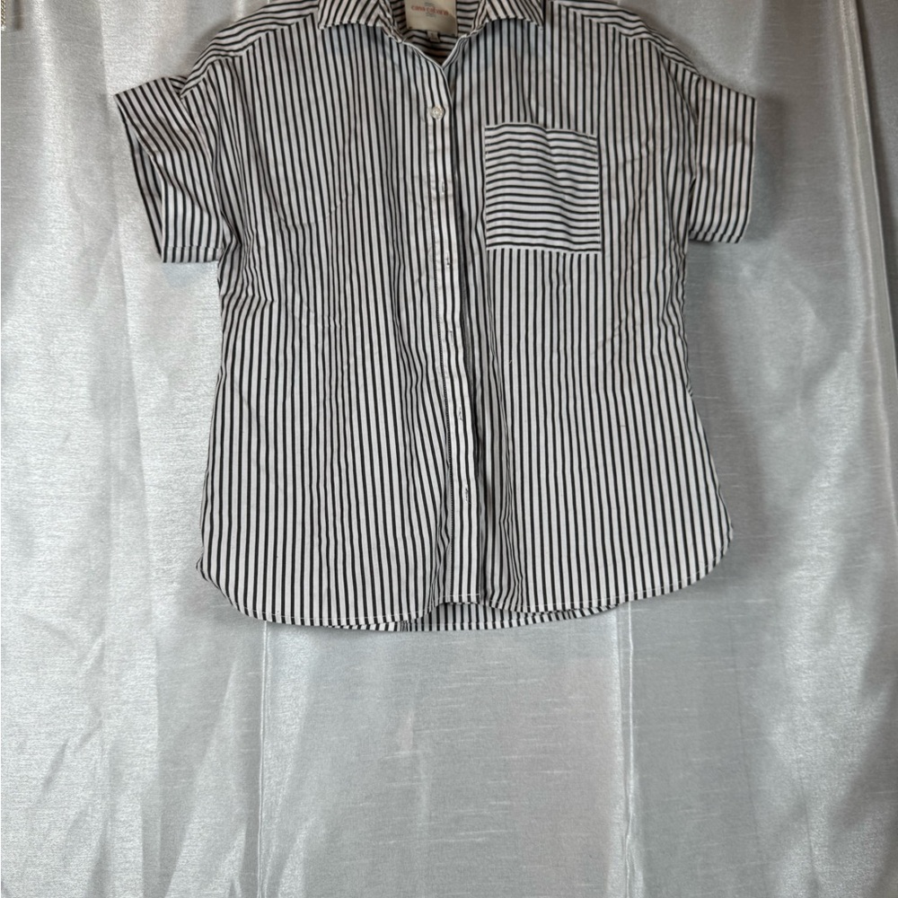 casa cabana Women's‎ Striped Short Sleeve Button Up Shirt Size S